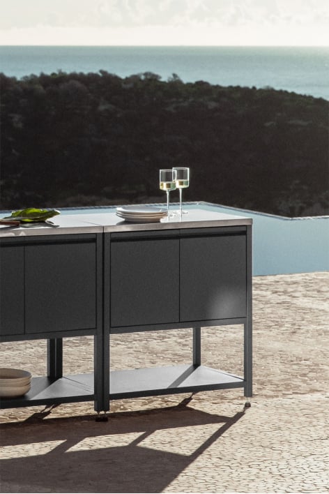 Module de rangement pour cuisine modulaire d'extérieur en acier Savona