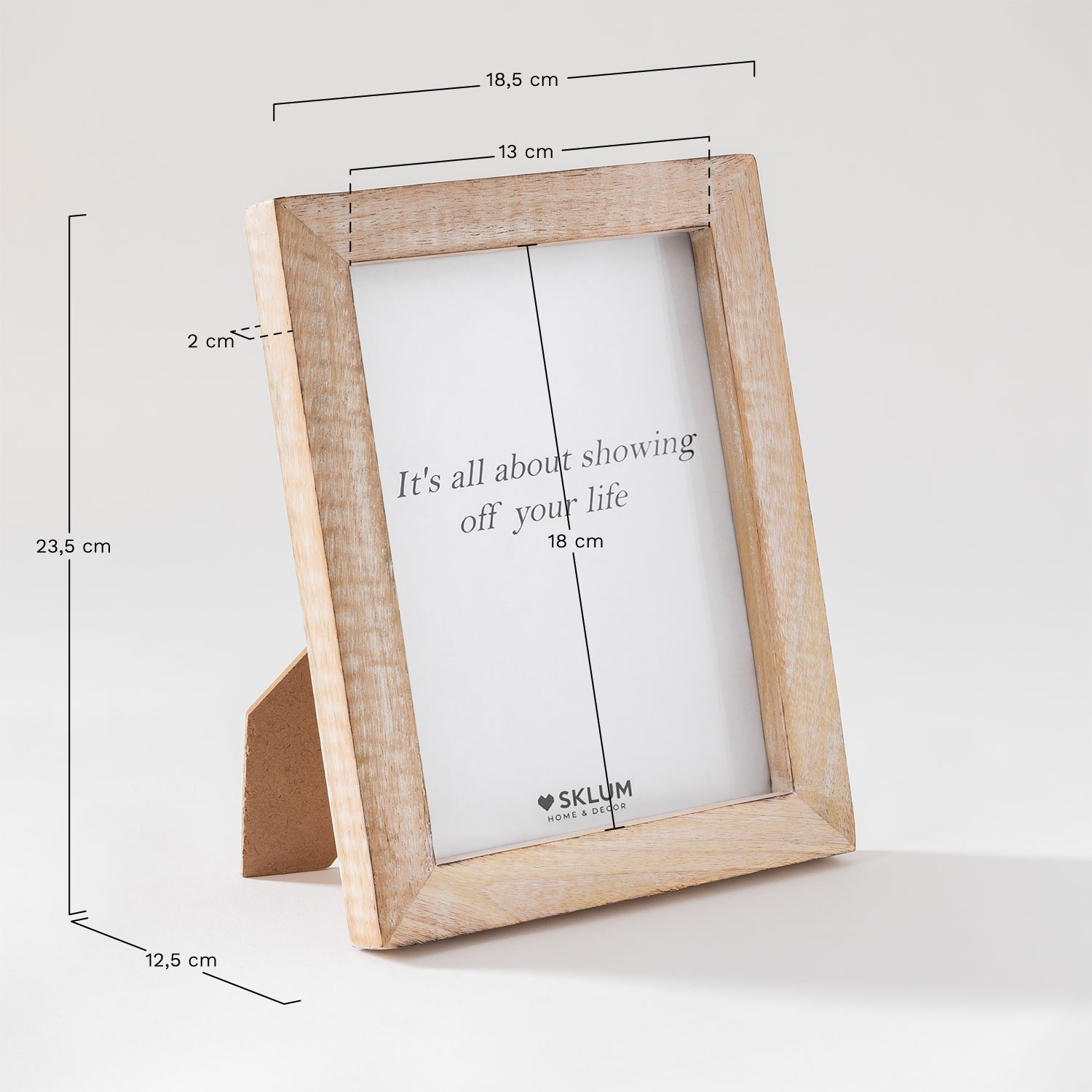 Cadre photo en bois de manguier Nerva      , mesures