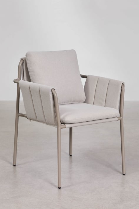 Chaise de salle à manger avec accoudoirs, tapissée et en acier Zunika - Moka Brown