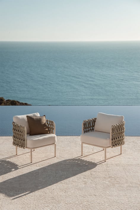 Pack de 2 fauteuils de jardin en aluminium et corde tressée Tevary