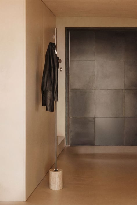 Porte-manteau sur pied en fer et marbre Drivela
