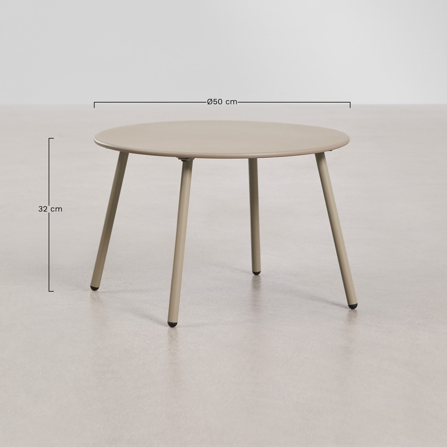 Table d'appoint ronde Ø50 cm en acier Kuorin pour jardin, mesures