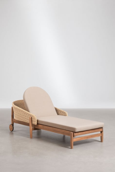 Pack de 2 chaises longues en bois d'acacia et rotin synthétique Ribeira