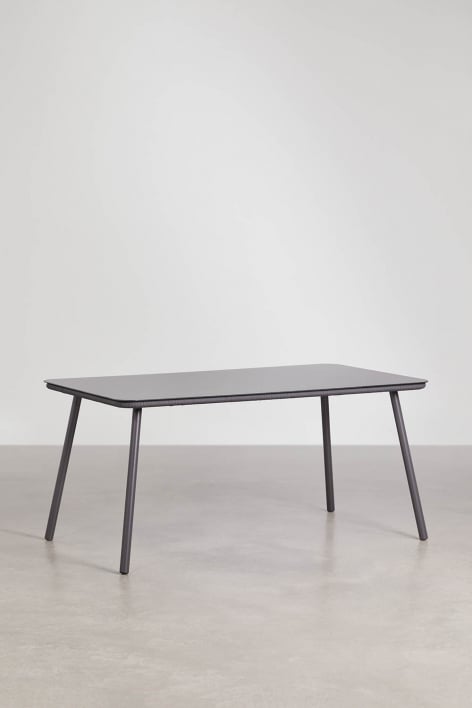 Table à manger rectangulaire 160x90 cm en verre Arhiza - Gris Graphite