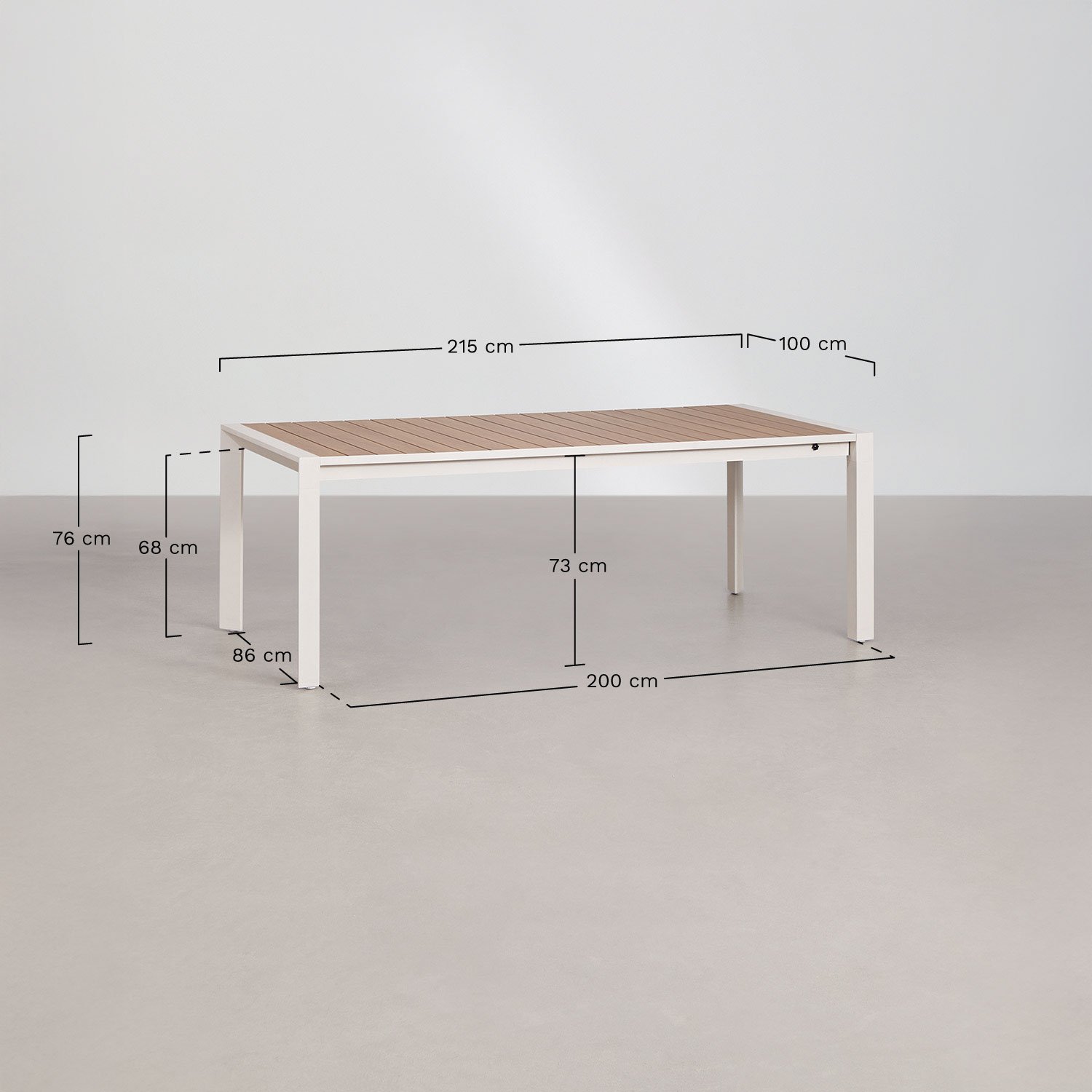 Table de jardin rectangulaire extensible en aluminium Amalfi 215-275x100 cm, mesures