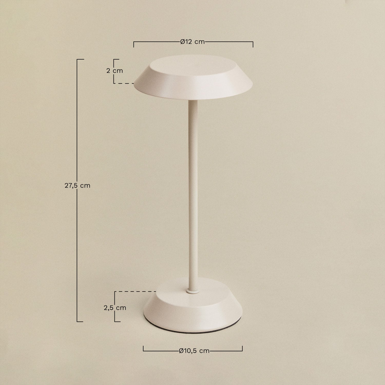 Lampe de table LED sans fil pour extérieur en fer Oravella, mesures
