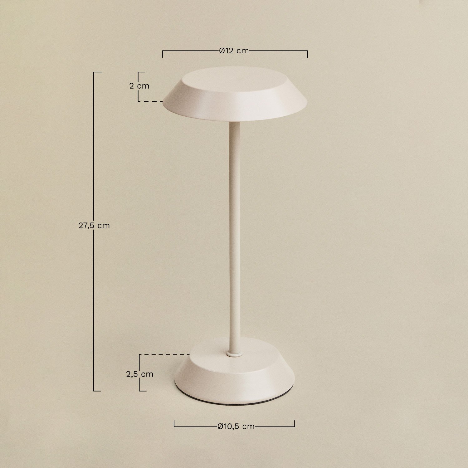 Lampe de table LED sans fil en fer Oravella, mesures