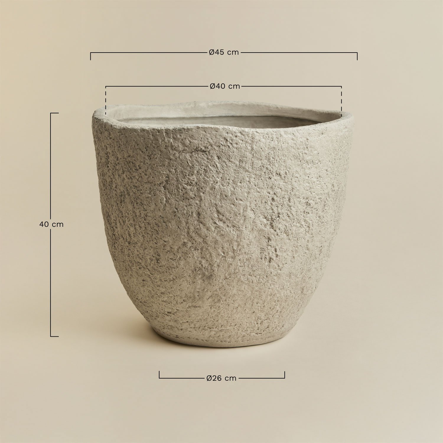 Poterie d'extérieur en ciment Nuria, mesures