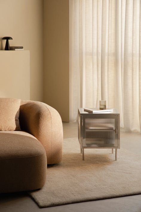 Table d'appoint en acier et verre Paoline