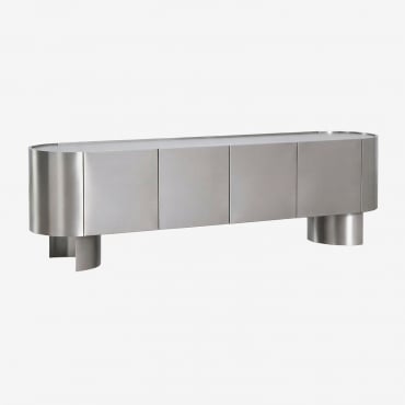 Meuble Tv 180x40 Cm En Acier Inoxydable Luena Acier Inoxydable Brossé - Sklum