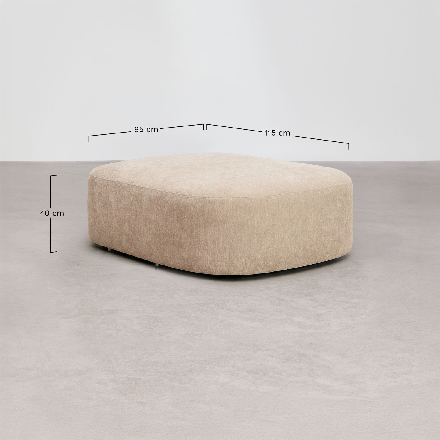 Assise centrale 95x115 cm pour canapé modulaire tapissé Giorgia, mesures