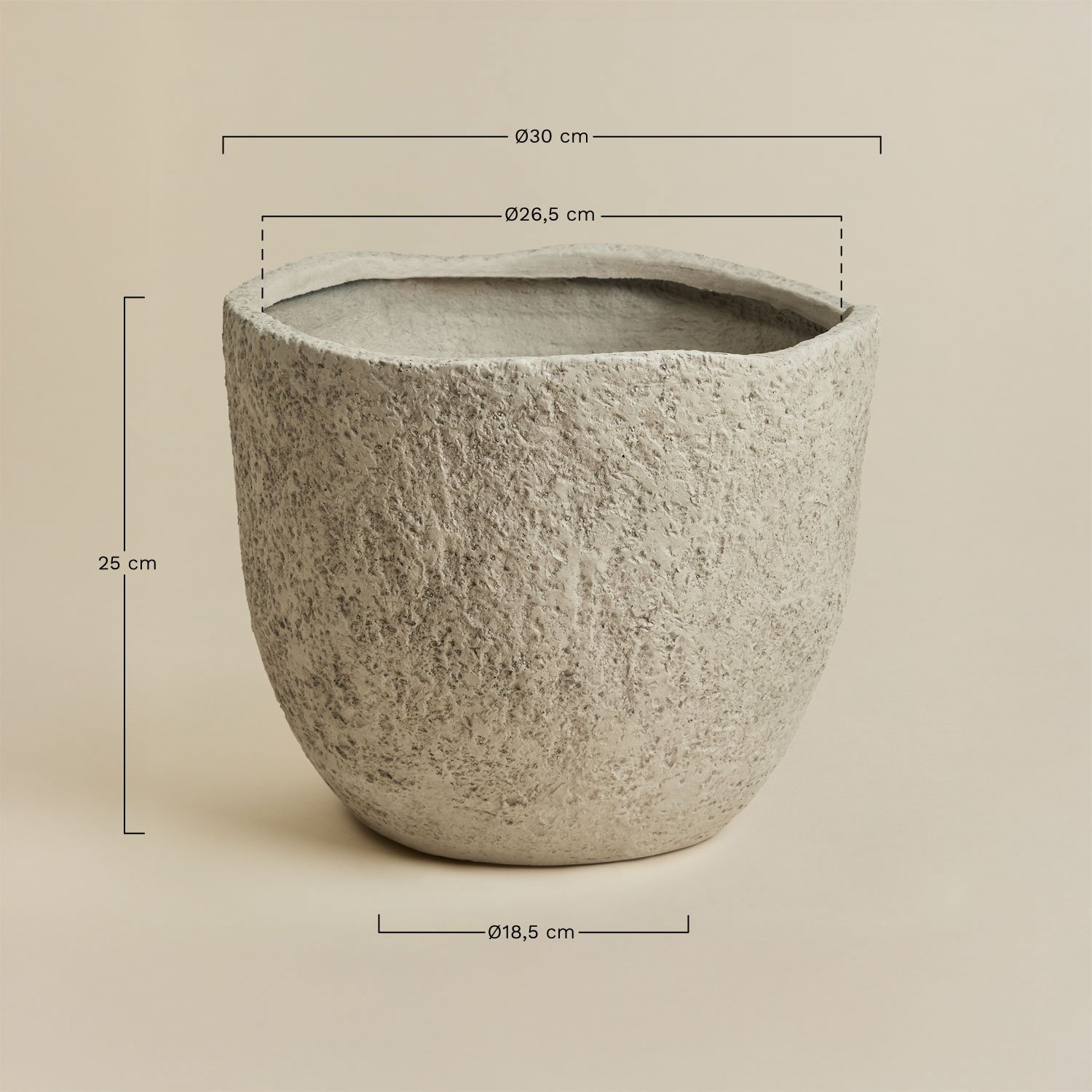 Poterie d'extérieur en ciment Nuria, mesures