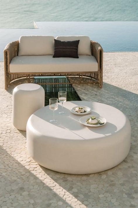 Set de 2 tables basses rondes en ciment pour jardin Fonelas