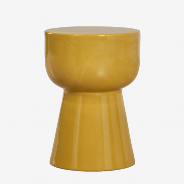 Table D'appoint Ronde Pour Jardin Ø35 Cm En Dolomite Kaly Moutarde Dorée - Sklum