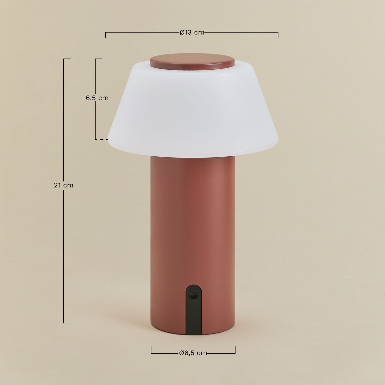 Lampe de table LED sans fil en fer Socotra, mesures