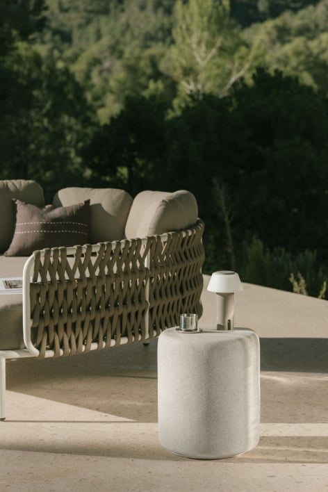 Table d'appoint ronde pour jardin Ø35 cm en ciment Elyndra