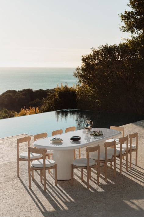 Table de jardin ovale 260x110 cm en ciment Aurean