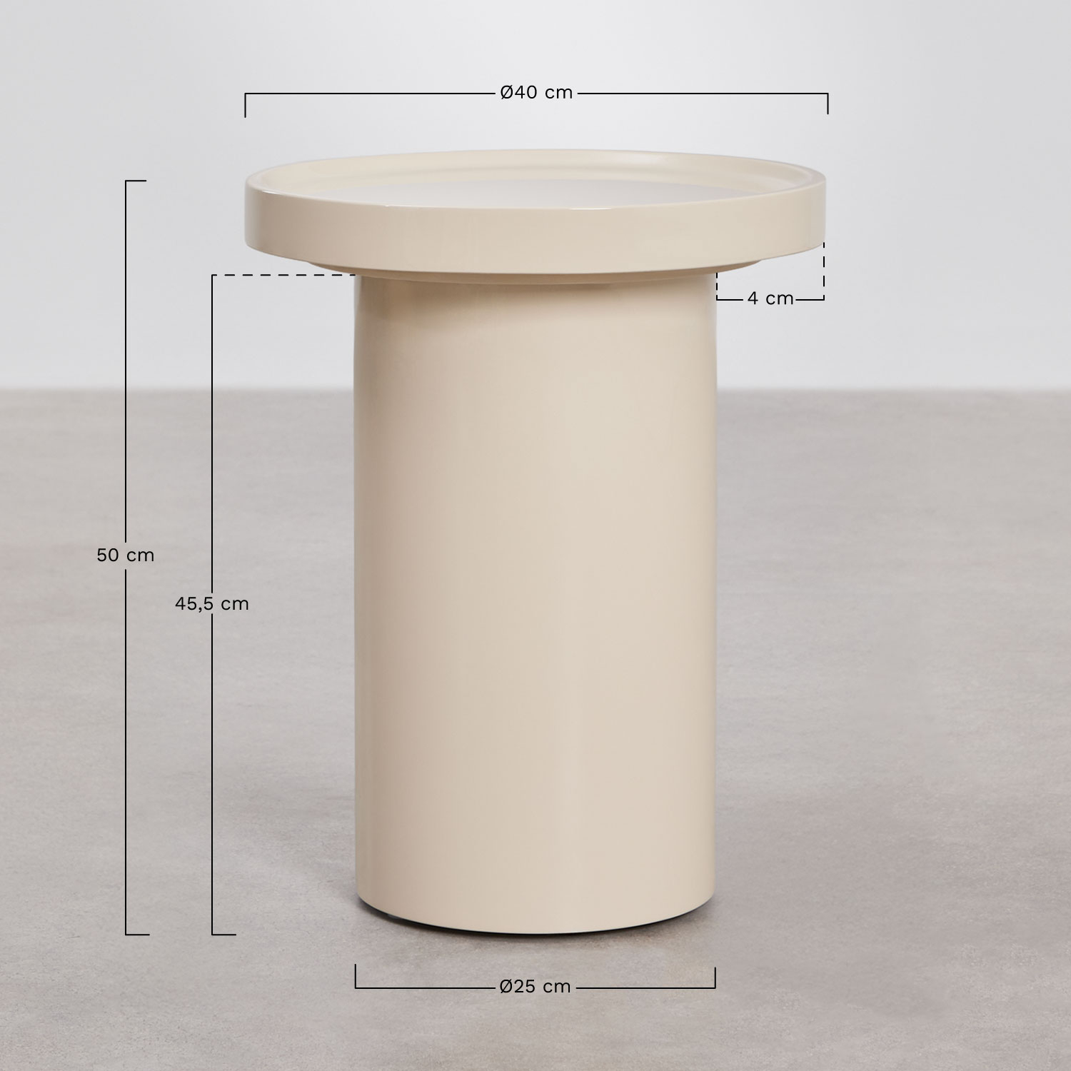 Table d'appoint ronde en MDF Cirela, mesures