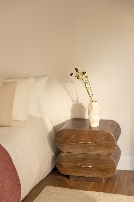 Table de chevet 55x35 cm en bois de manguier Elaia