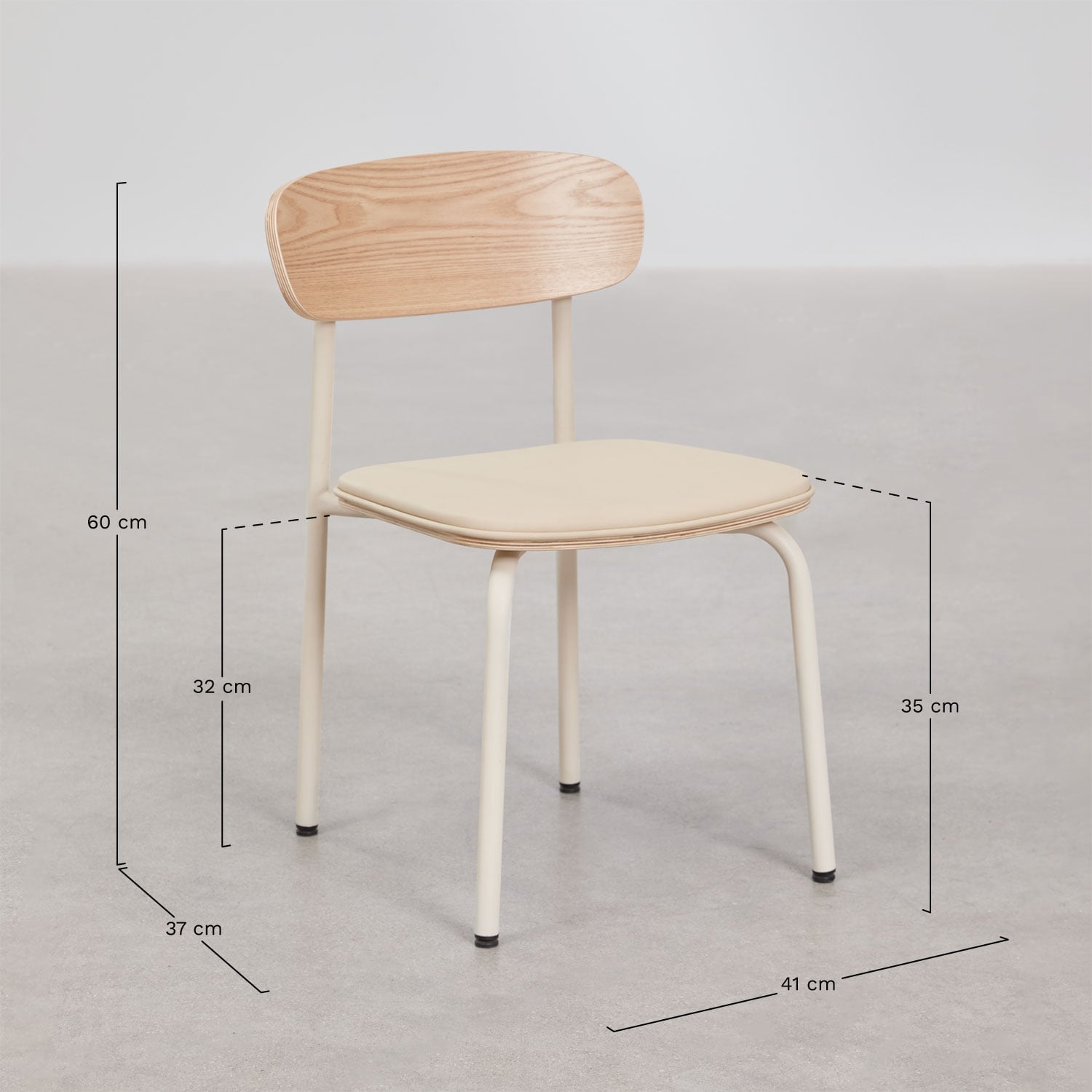 Chaise en fer et bois Wilpier, mesures