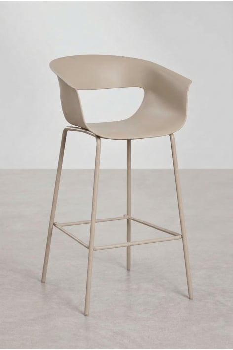 Tabouret haut en polypropylène et acier Alanys - Moka Brown