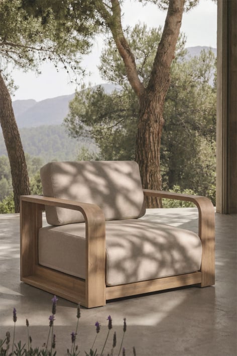 Fauteuil de jardin avec accoudoirs en bois d'acacia Brivori
