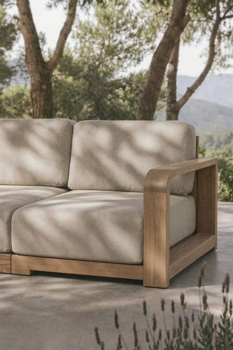 Module d'angle droit pour canapé modulaire de jardin en bois d'acacia Brivori