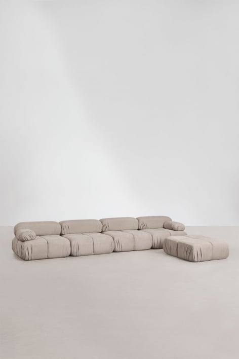 Canapé modulaire 4 pièces et pouf en bouclé emballé sous vide Kendall