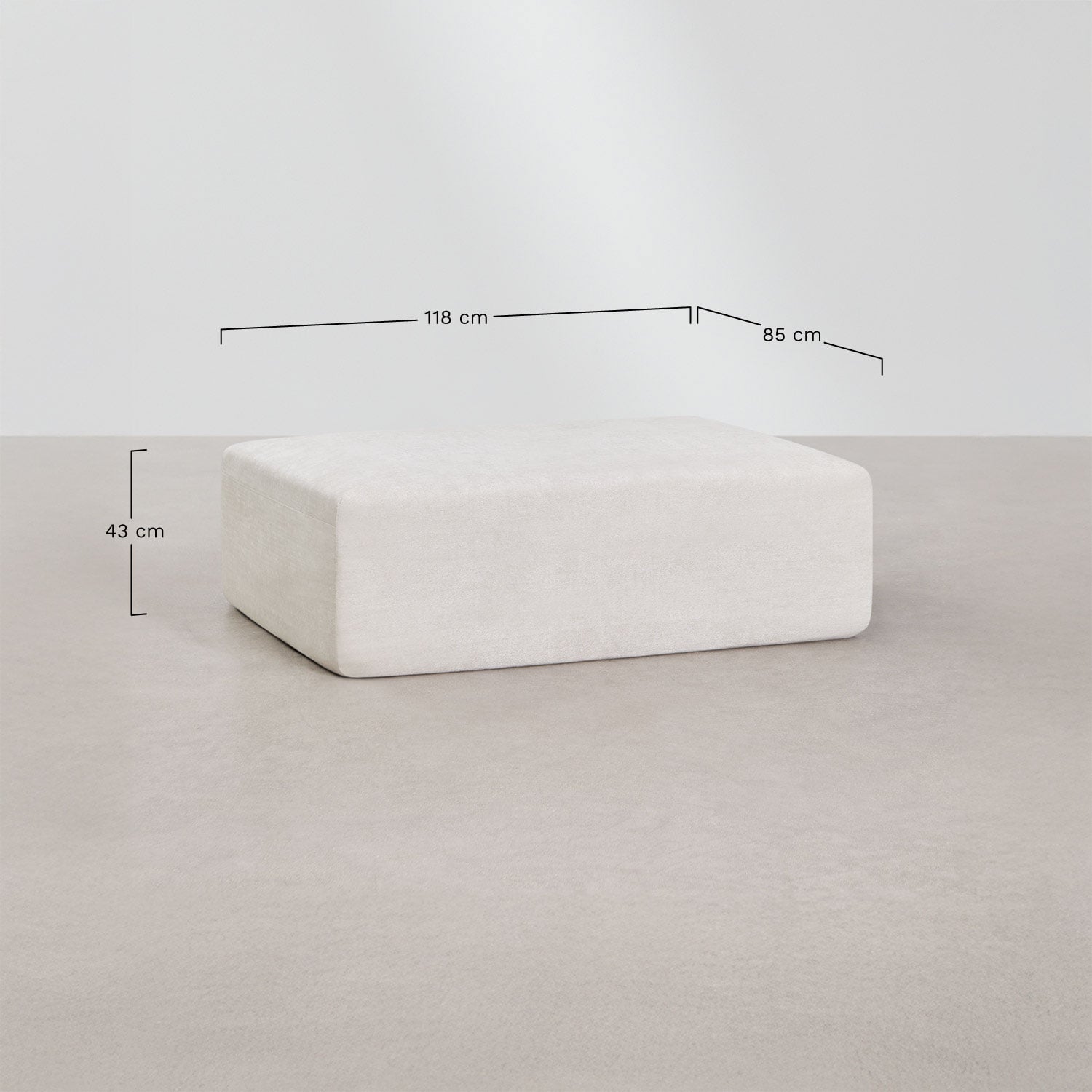 Canapé modulaire 4 pièces et pouf en chenille emballé sous vide Norridge, mesures