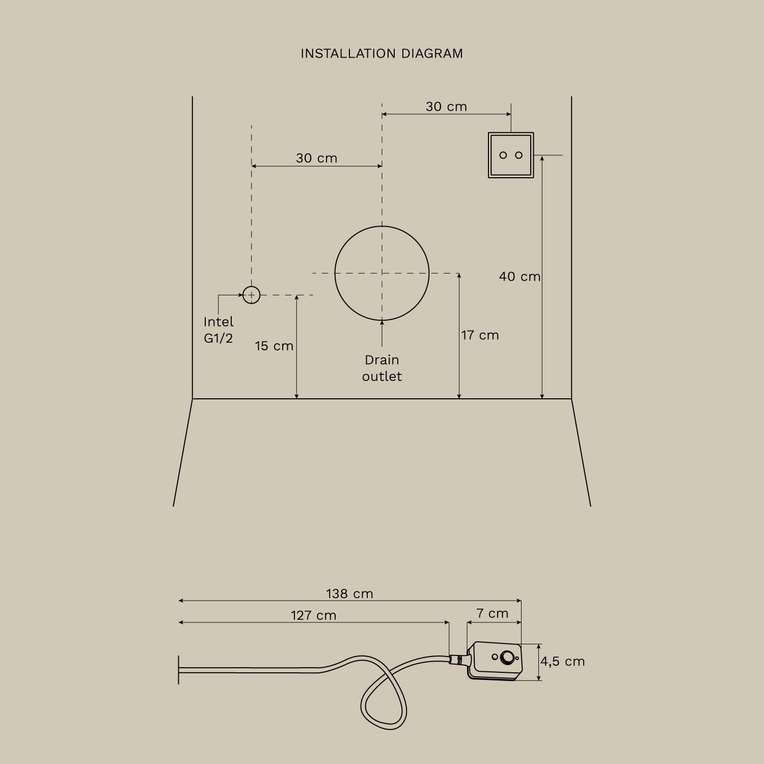 Toilette intelligent en céramique Saloa Basic, mesures