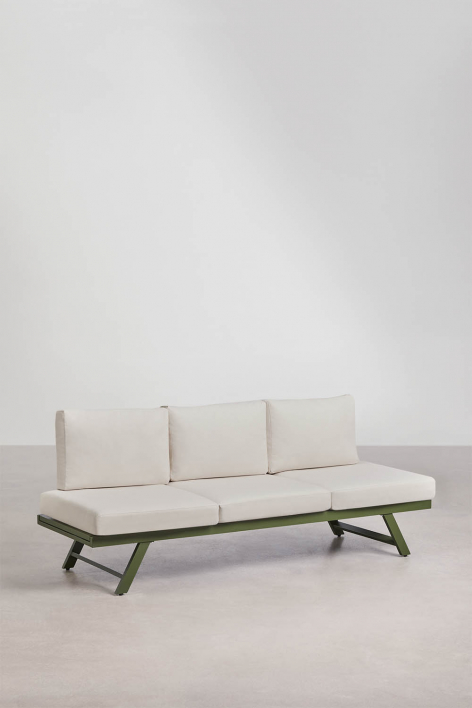 Canapé de jardin 3 places inclinable Libanc - Gris clair - Vert olive intense