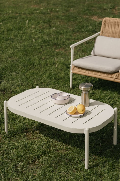 Table basse rectangulaire de jardin 95x55 cm en aluminium Duroli