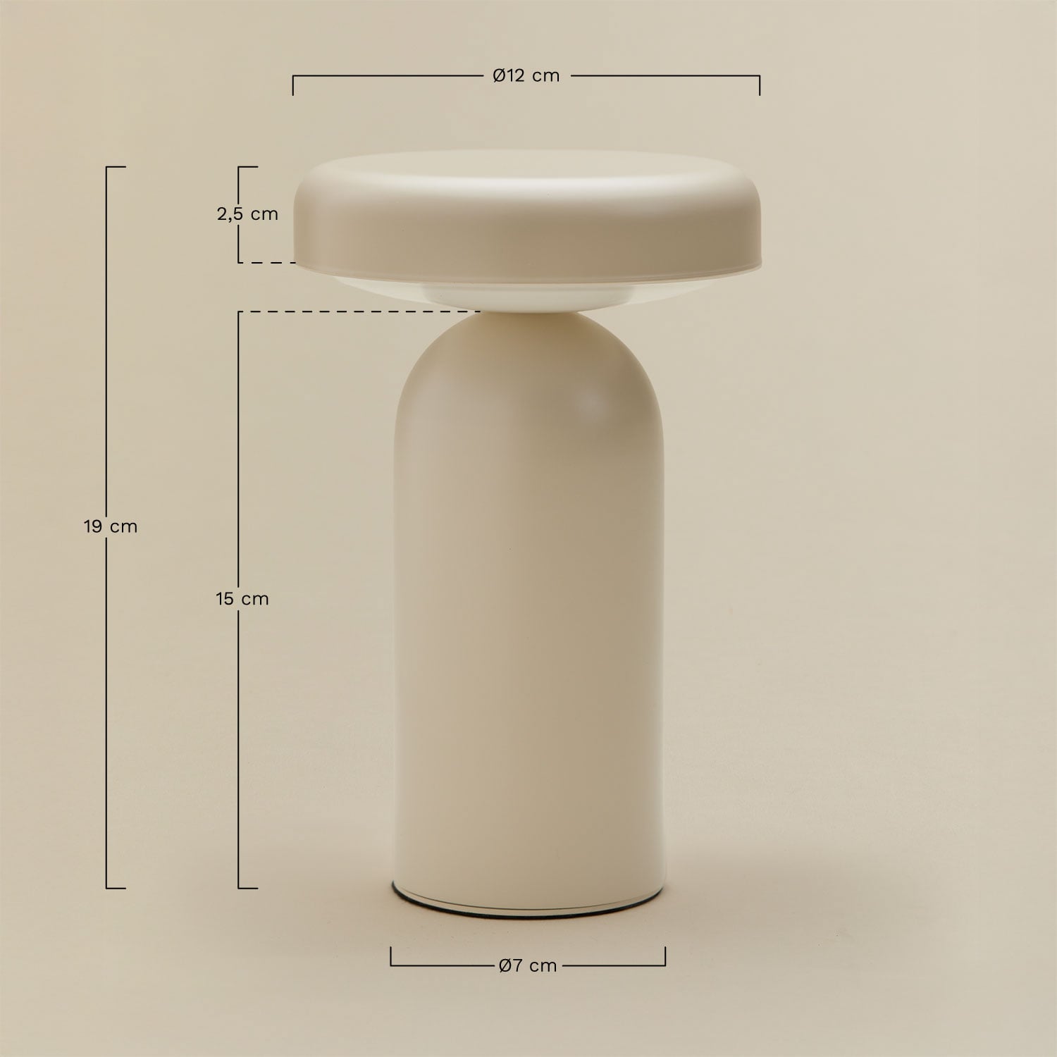 Lampe de table LED sans fil pour extérieur en fer Akita, mesures