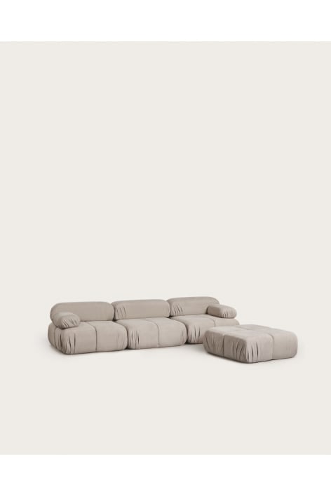 Canapé modulaire 3 pièces et pouf en bouclé emballé sous vide Kendall