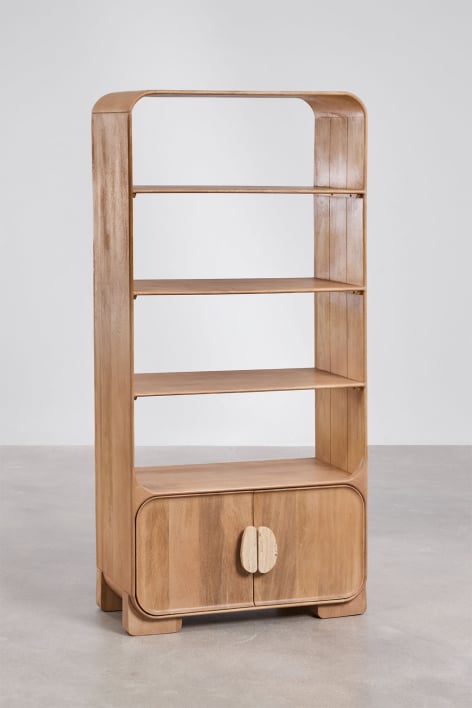 Étagère ↑190 cm en bois de manguier et travertin Kivalina