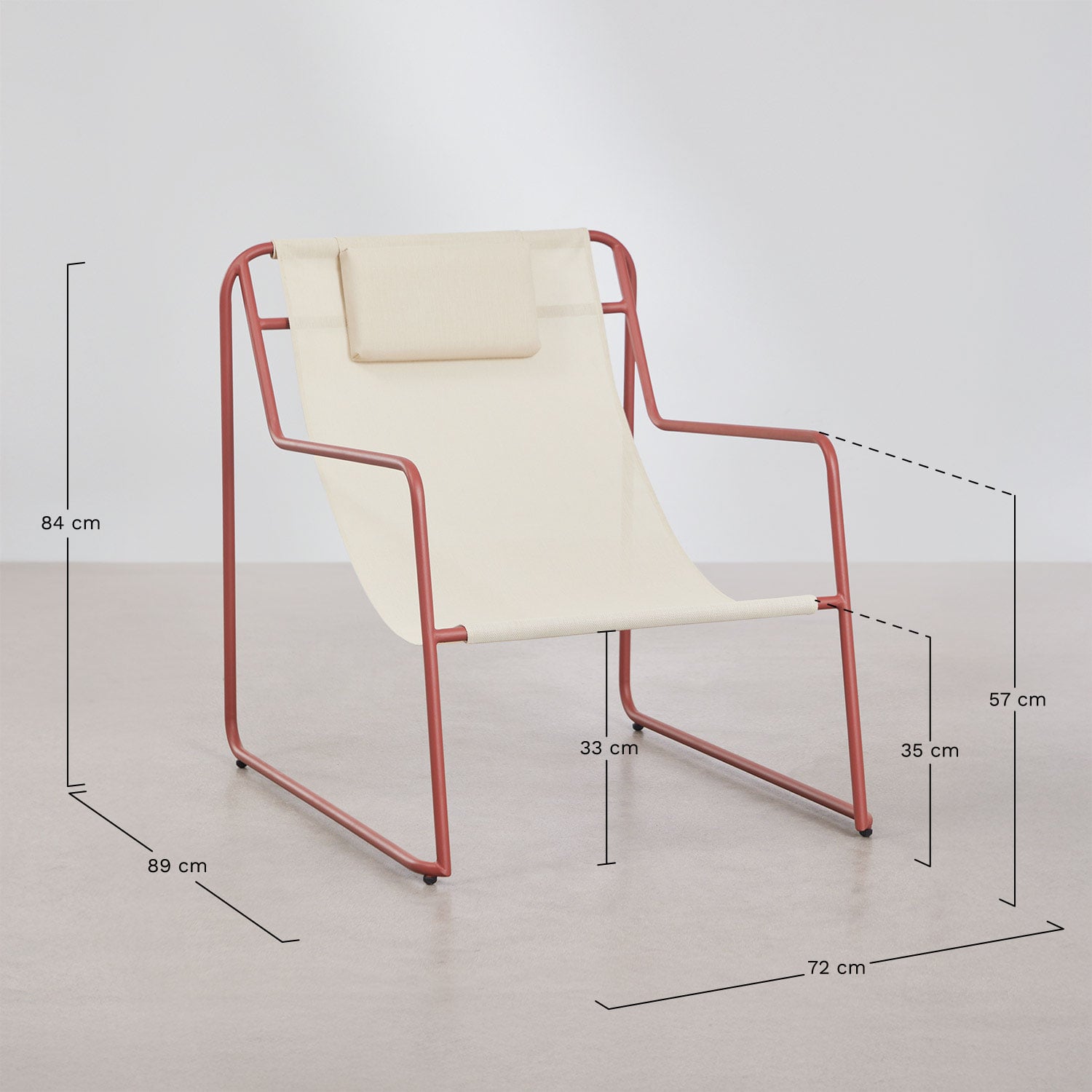 Pack de 2 hamacs avec accoudoirs en acier avec coussin Lorvian, mesures