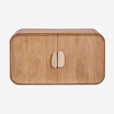 Ensemble De Meuble De Salle De Bain En Bois De Manguier Et Pierre Naturelle Kivalina Travertin - Bois De Manguier Clair - Sklum