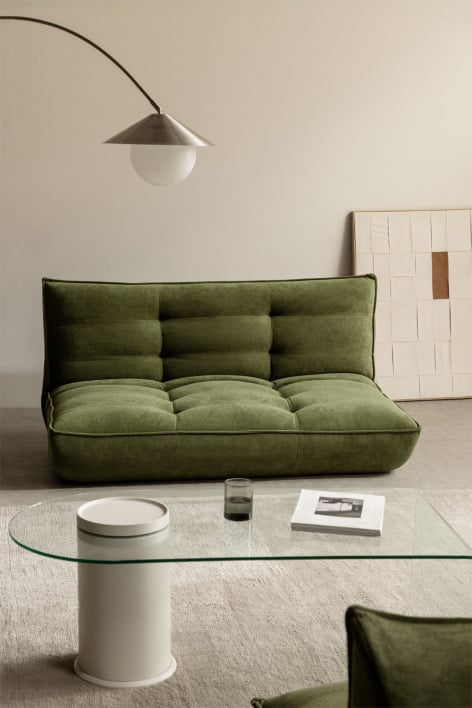 Canapé inclinable 2 places tapissé Mati - Tissu vert olive intense
