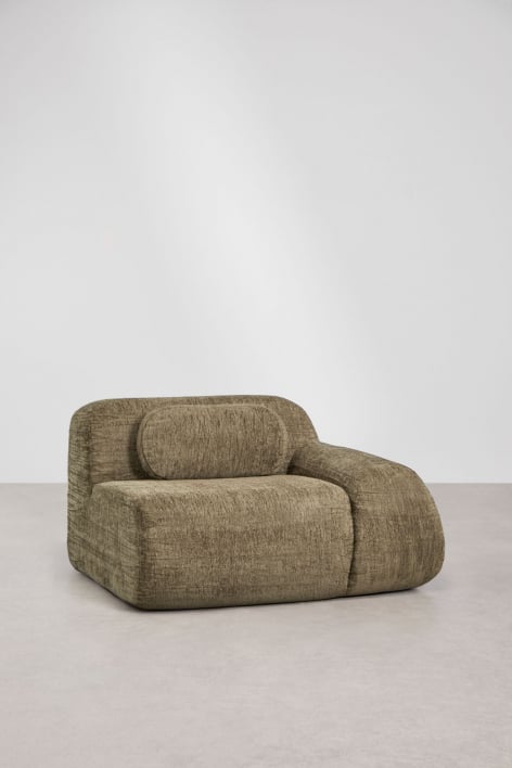 Module d'angle droit avec accoudoir pour canapé modulaire en chenille emballé sous vide Merida - Chenille épaisse vert sauge