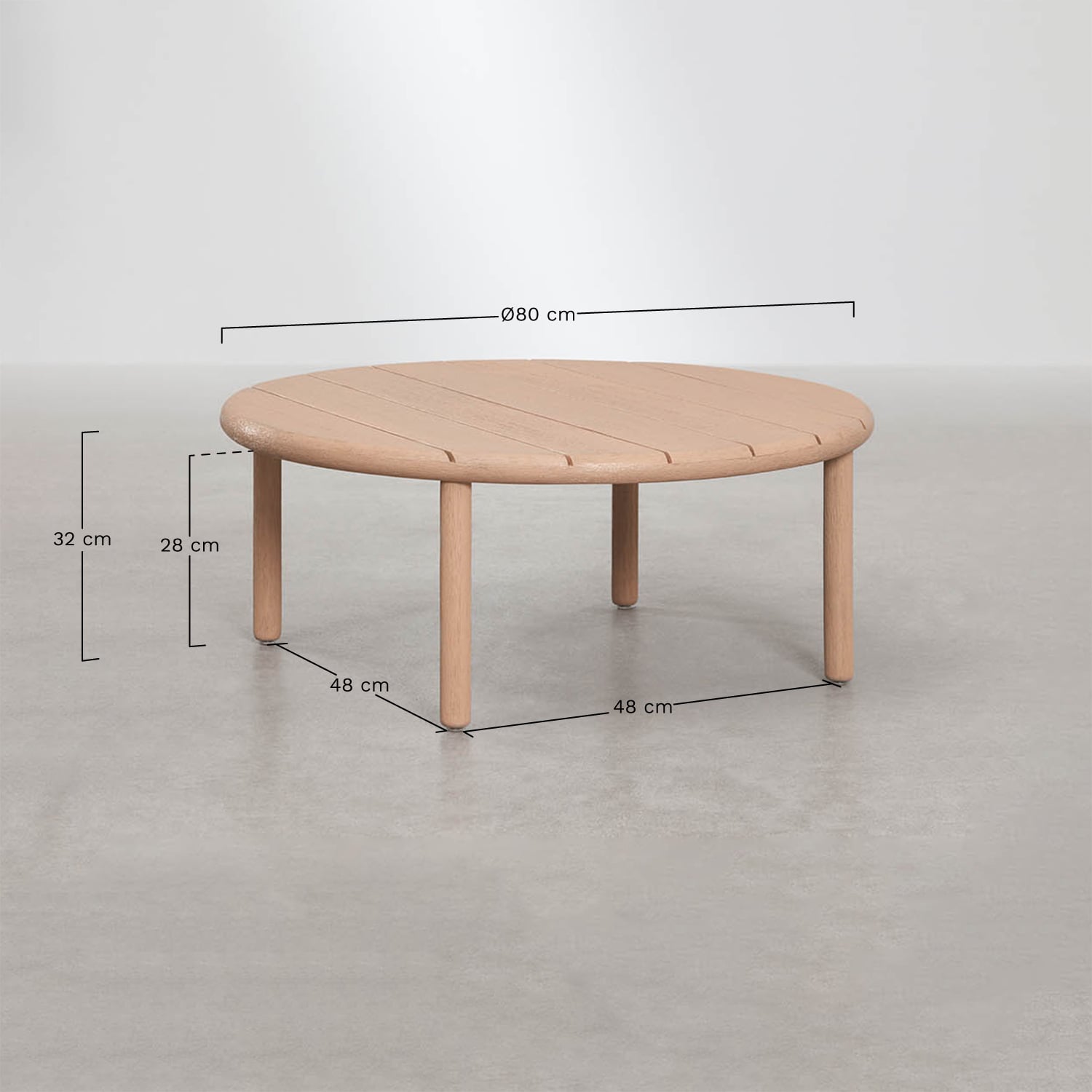 Set de 2 tables basses rondes pour jardin en bois d'acacia Olivia, mesures