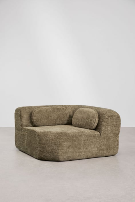 Module d'angle pour canapé modulaire en chenille emballé sous vide Merida - Chenille épaisse vert sauge