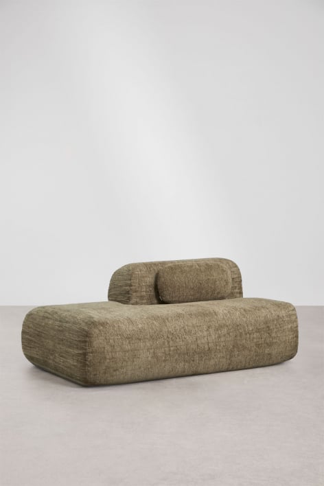 Module méridienne gauche pour canapé modulaire en chenille emballé sous vide Merida - Chenille épaisse vert sauge