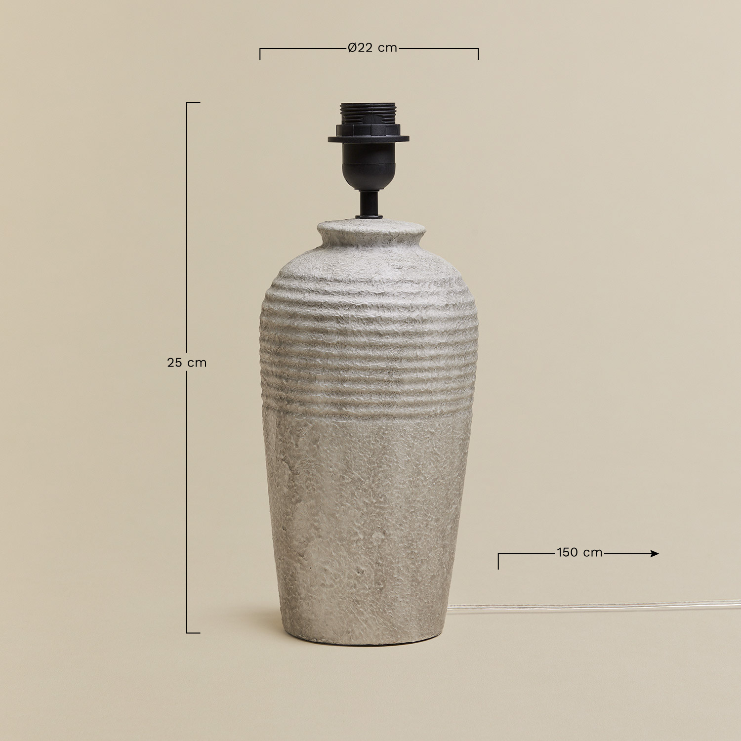 Socle pour lampe de table ↑30 cm en céramique Taissa, mesures