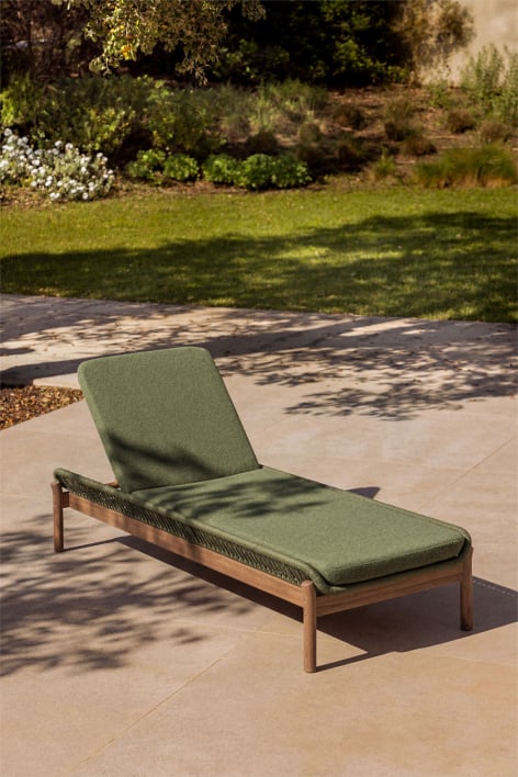 Chaise longue inclinable en bois d'acacia et corde tressée Karvia