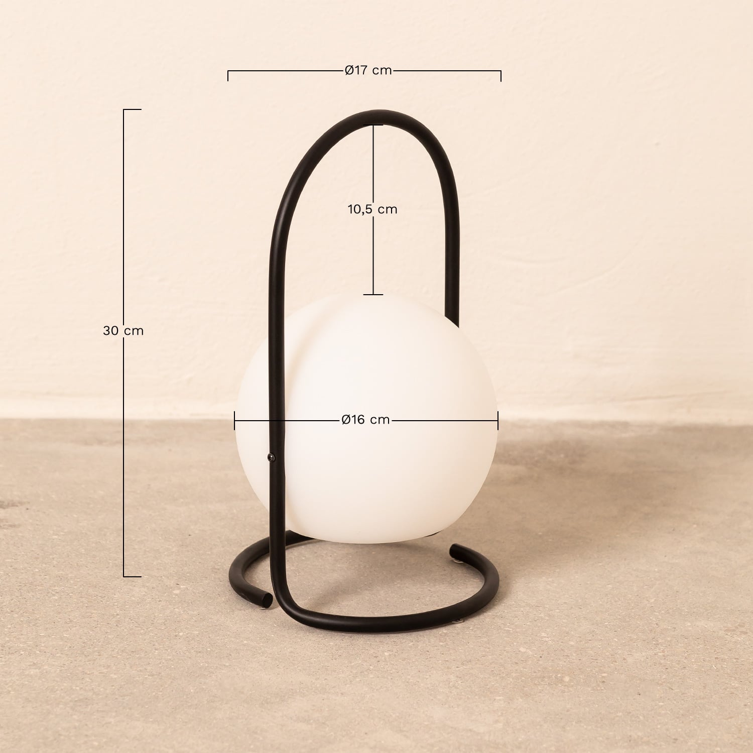 Lampe de table LED sans fil pour extérieur Balum, mesures