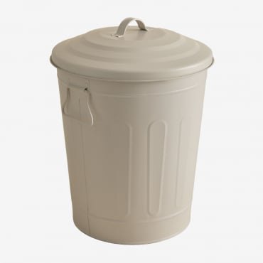 Poubelle Avec Couvercle Pour Extérieur En Acier Galvanisé Susi Tapioca Beige & 20 L - Sklum