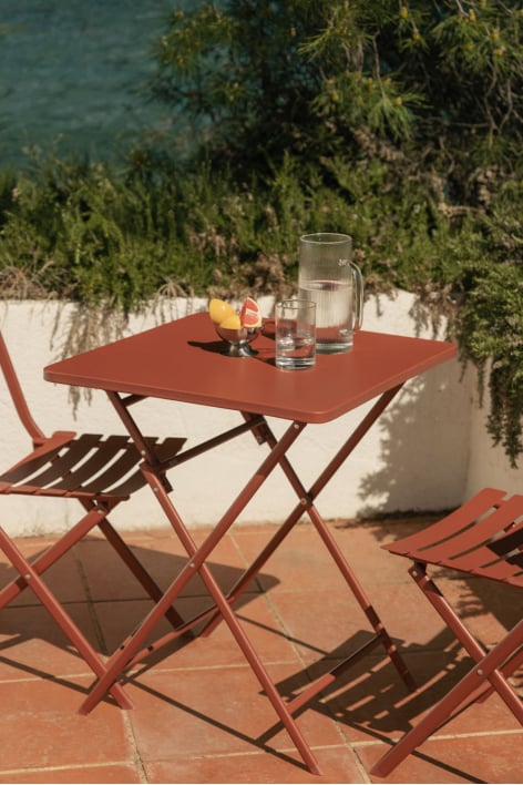 Table de jardin carrée 60x60 cm pliante en acier Tamarit - Terracota
