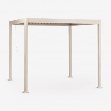 Pergola Bioclimatique En Aluminium Avec Lames Druvia Tapioca Beige & 3 X 3 M - Sklum