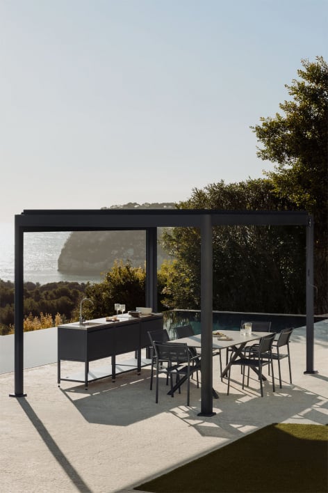 Pergola bioclimatique 3 x 4 m aluminium lames gris graphite Druvia