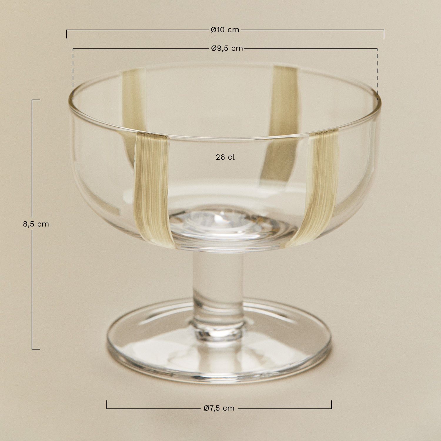 Pack de 4 verres à cocktail 26 cl en verre Jalviana, mesures